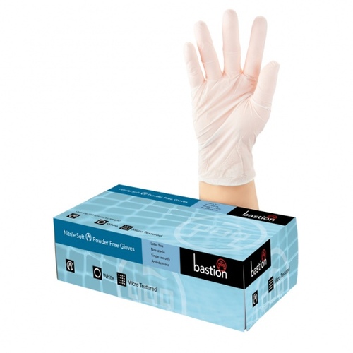 Nitrile Soft White P/F X-Small - Bastion