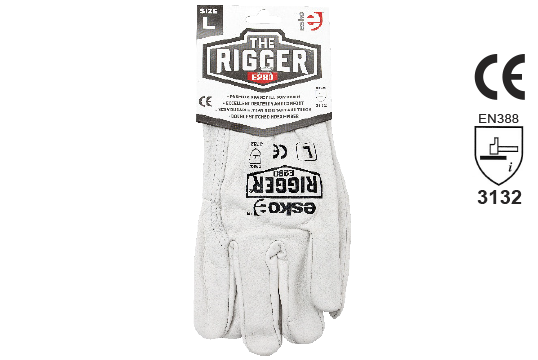 Leather Rigger Glove Premium Cowhide Header Card MEDIUM - Esko The Rigger