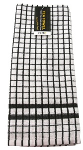 Tea Towel Terry Towelling Black, Carton 120 - Filta
