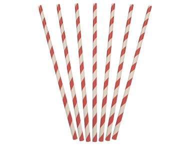 Paper Regular Straws, Red & White Stripe (205 x 6 mm) - Castaway
