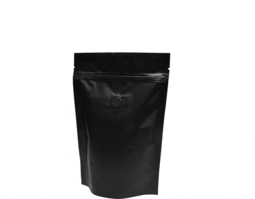 250g Stand-Up Coffee Pouch, Rip-Top & Resealable Zipper, Matte Black - Castaway