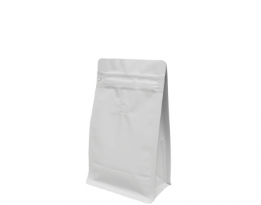 250g Box Bottom Coffee Bag, Resealable Zipper, Matte White - Castaway