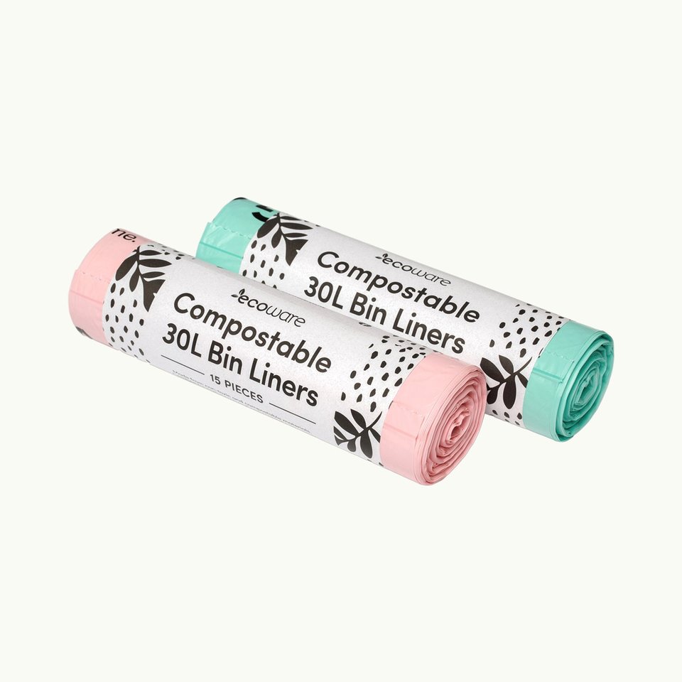 30 Compostable Bin Liner, Mixed Colours (Pink & Green)- Ecoware test