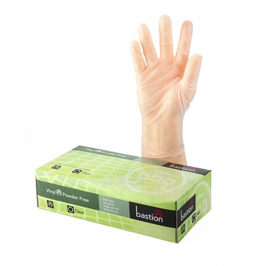 Vinyl PowderFree Clear Gloves MEDIUM Pack 100 - Bastion