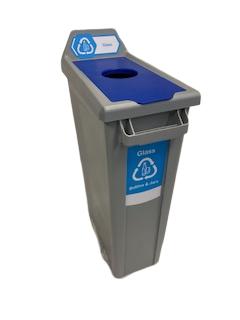 Recycling Bin 87Ltr Rectangle Blue Lid / Glass - Trust