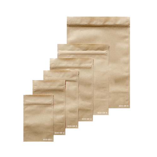 Stand-Up Kraft Paper Pouches Compostable 70gm 110 x 170mm - Ecobags