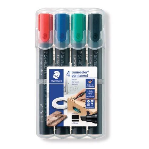 Staedtler Permanent Marker - Assorted, Chisel Tip Pack 4                    
