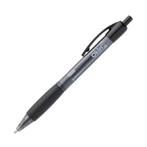 Okin Ballpoint Retractable Pen with Grip Black