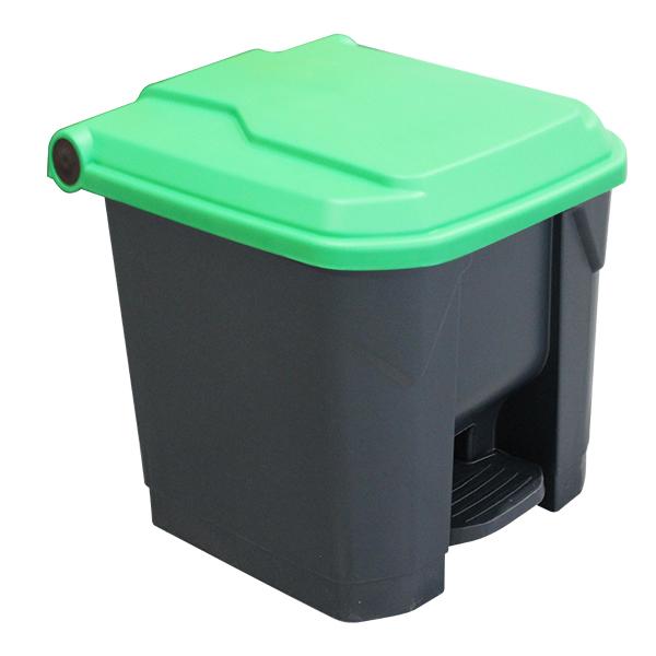 30L Pedal Bin with Green Lid