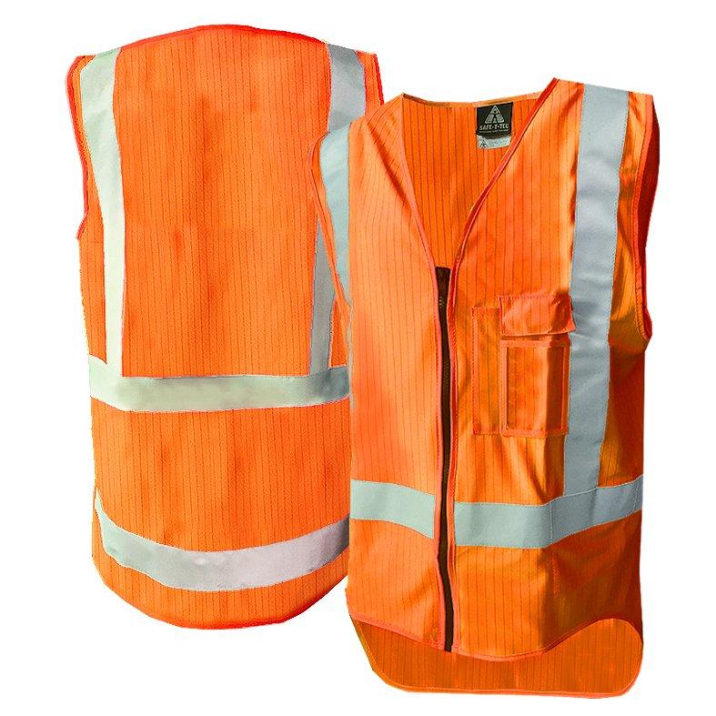 Hi-Vis Ttmc Vest, Zip, D/N Flame Ret, Orange-Size L