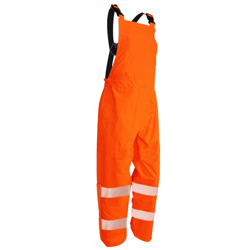 Hi Vis Pu, Bib Trousers, Flame Retardant, Orange-Size 3Xl