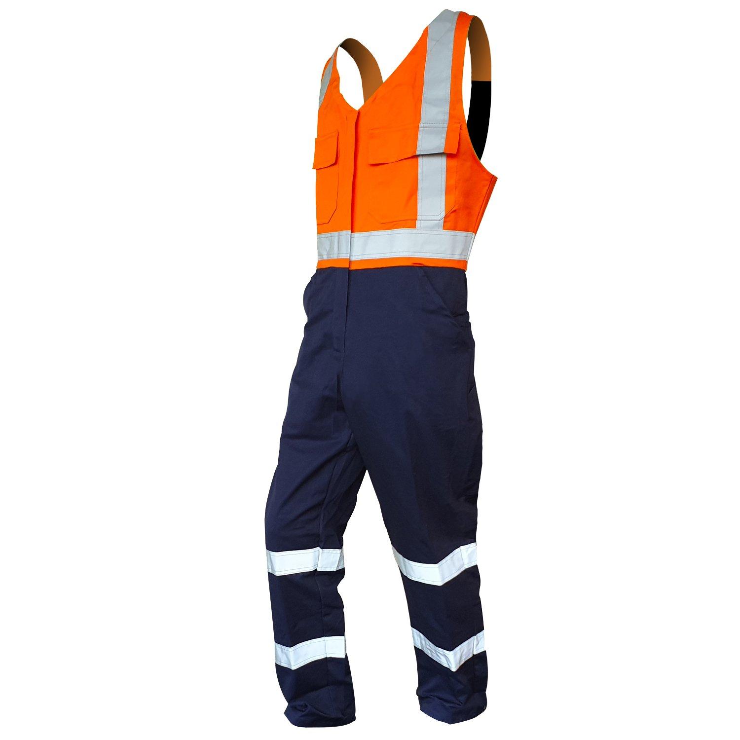 Overall Action Bib, 300Gsm Cotton, Orange/Navy,D/N-Size 7
