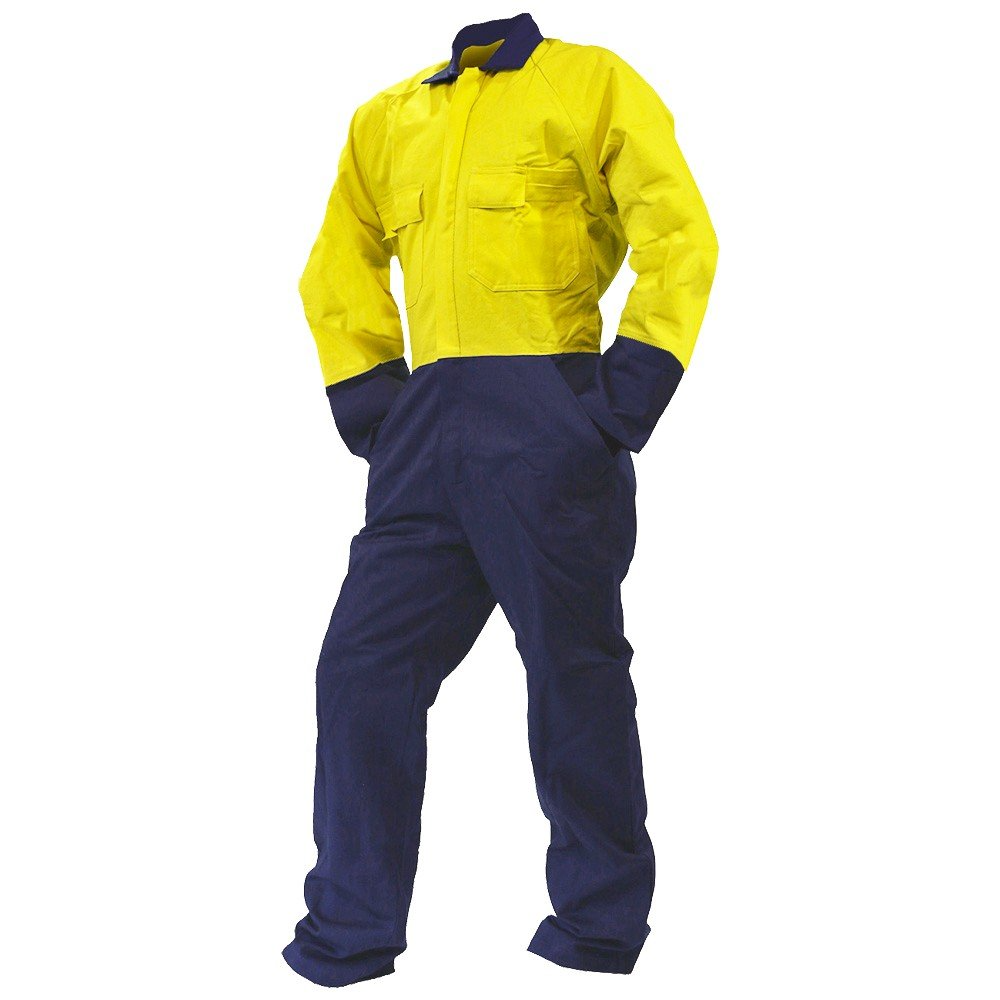 Overall Ls, 300Gsm Cotton, Yellow/Navy Do-Size 10