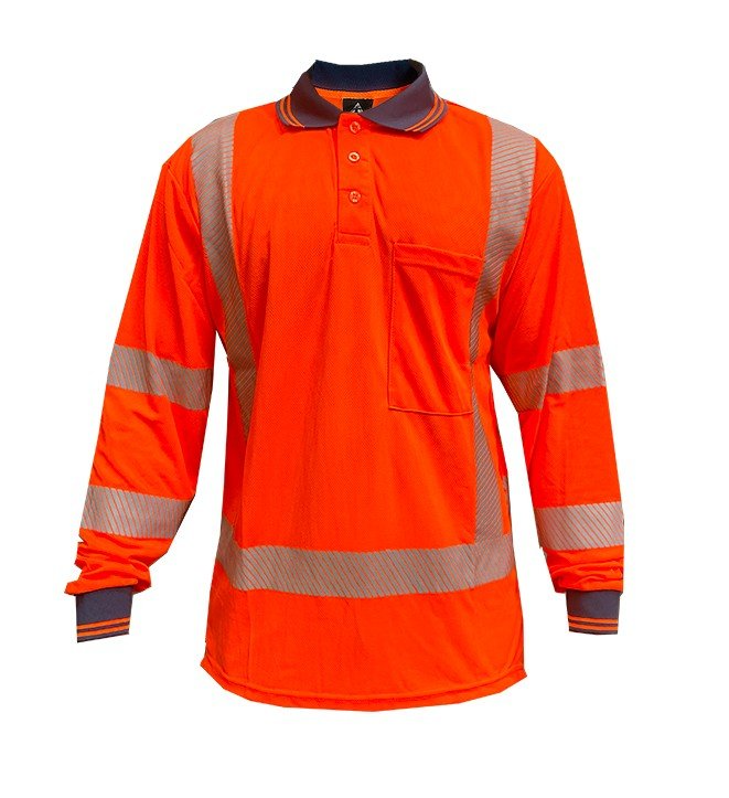 Polo Shirt Ls, Ttmc, Side Vents, Transfer Tape-Size M