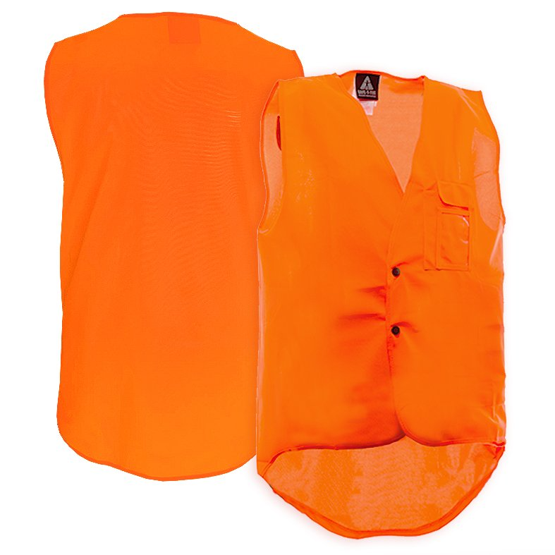 Hi-Vis Vest, Domed, Day Only, Orange-Size 6Xl