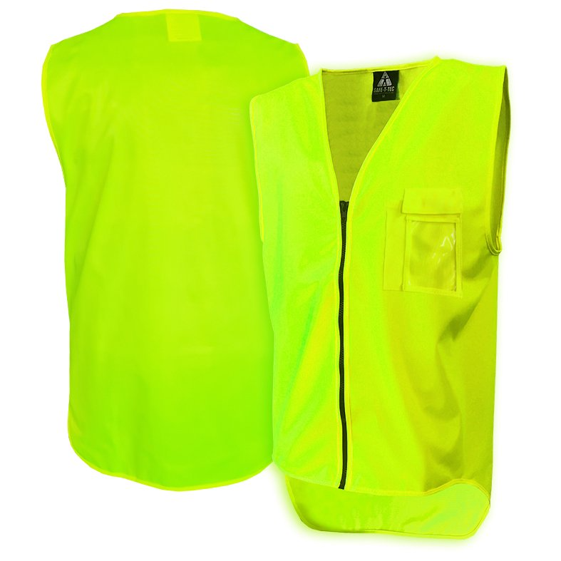 Hi-Vis Vest, Day Only, Zip, Yellow-Size 4Xl