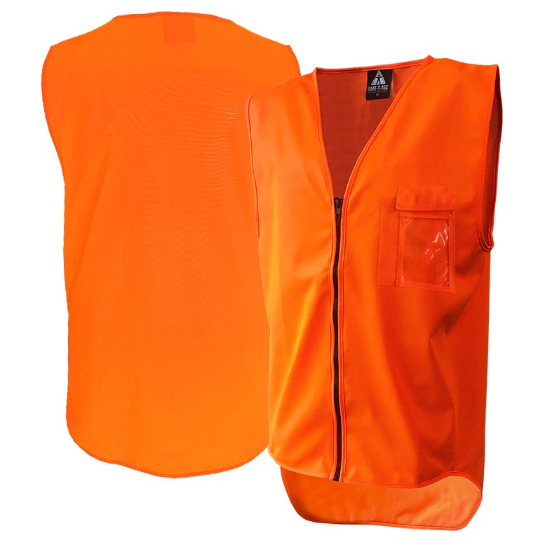 Hi-Vis Vest, Day Only, Zip, Orange-Size 3Xl