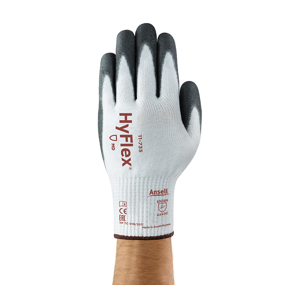 Ansell Hyflex 11-735 PU-Coated Cut Resistant Gloves – Durable and Long-Lasting - L