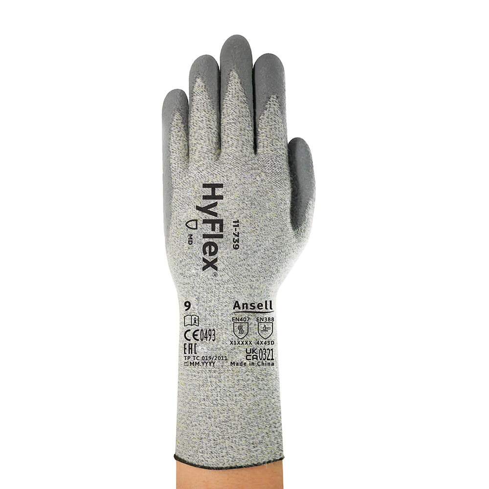 Ansell Hyflex 11-739 PU-Coated Cut Resistant Gloves – Long Cuff Cut Protection - L