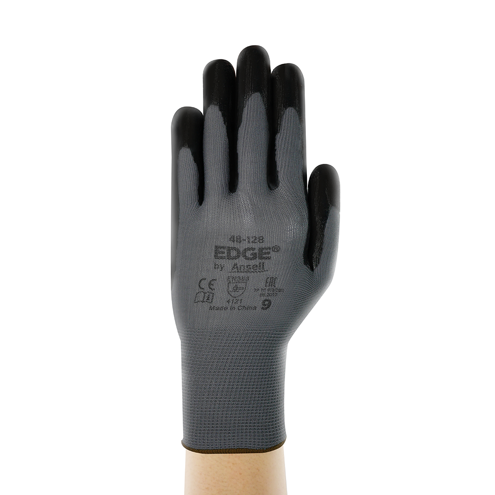 Ansell Edge 48-128 Nitrile-Coated Work Gloves – Improved Grip, Cushioning, and Abrasion Resistance - S