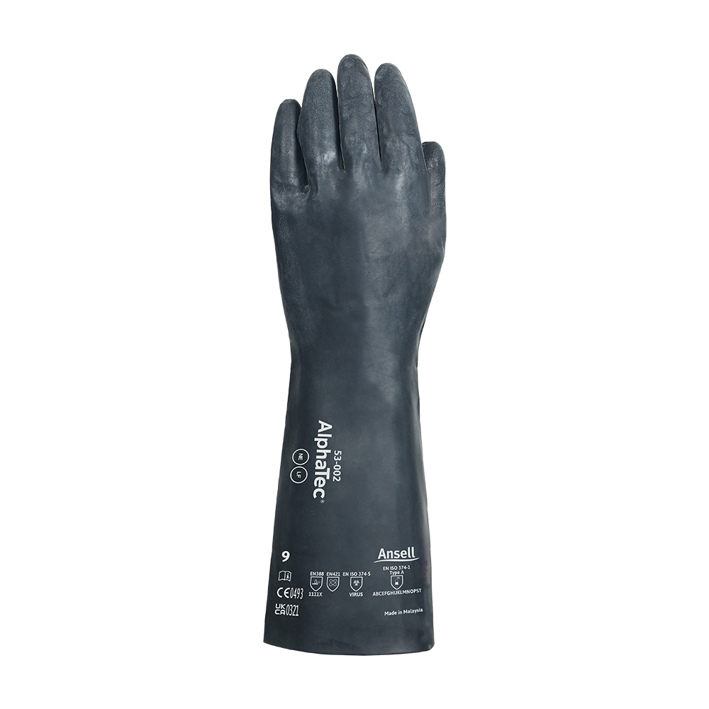 Ansell AlphaTec 53-002 Neoprene Chemical Gauntlet Gloves – Extensive Chemical Protection - XL