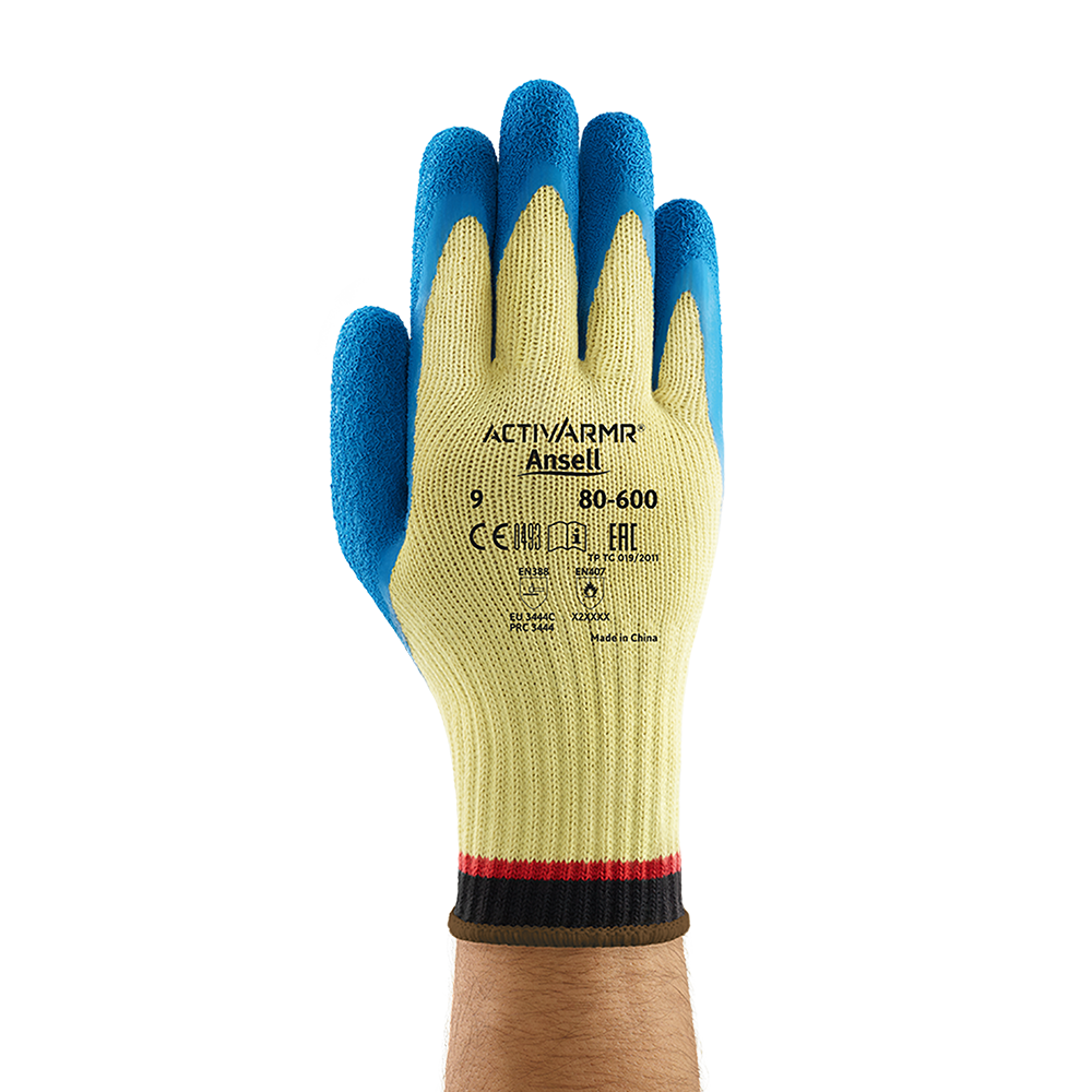 Ansell ActivArmr 80-600 Latex-Coated Cut Resistant Gloves – Excellent Comfort and Grip - M