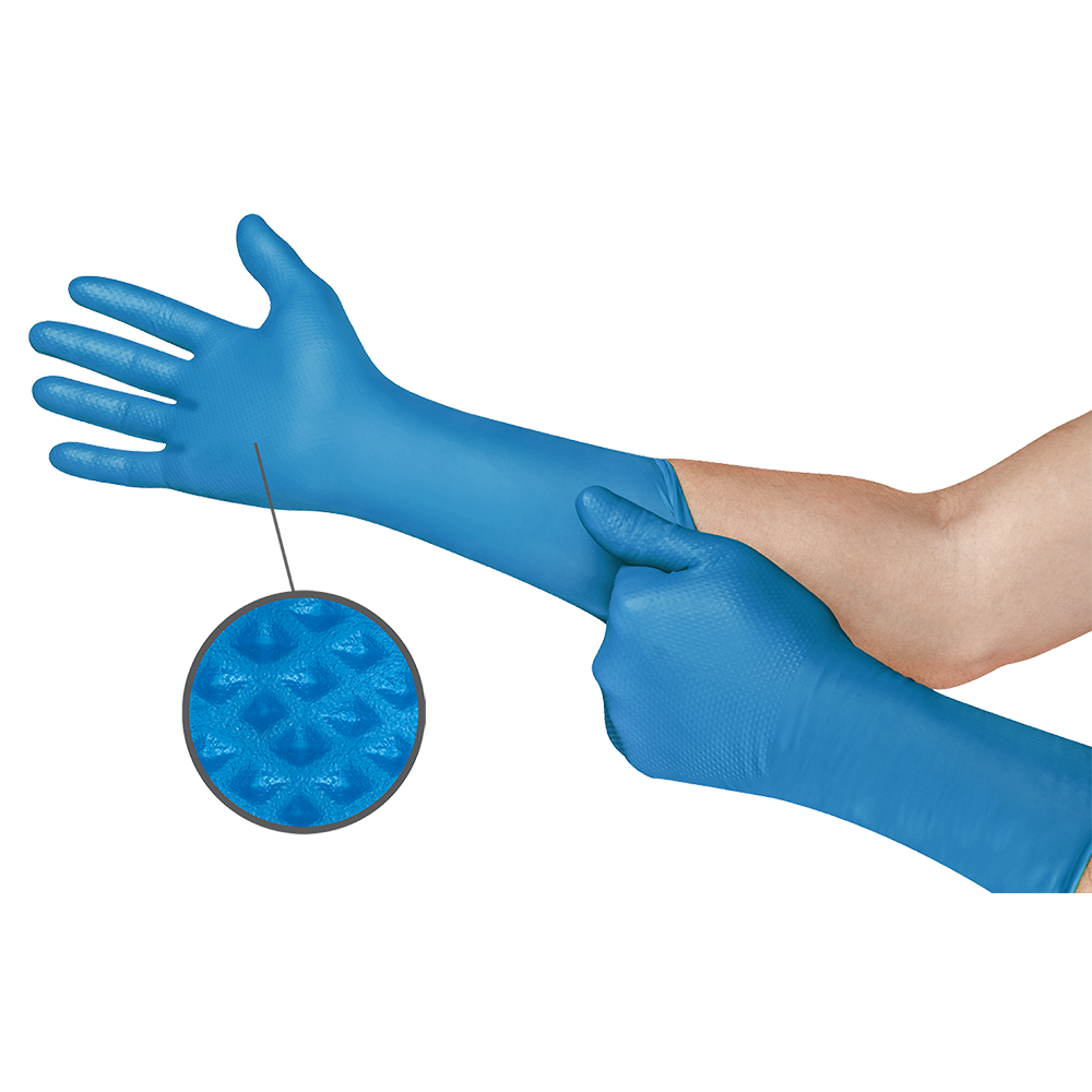 Ansell MicroFlex 93-283 Mega Textured Nitrile Disposable Gloves for Wet, Fatty Foods, or Oily Handling - S