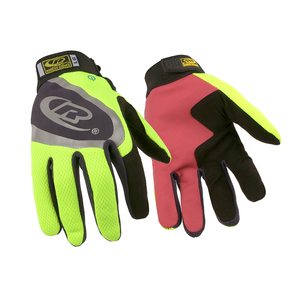 Ansell Ringers Turbo R-138 Work Gloves – Hi-Vis Mesh with Synthetic Leather Palm - 3XL