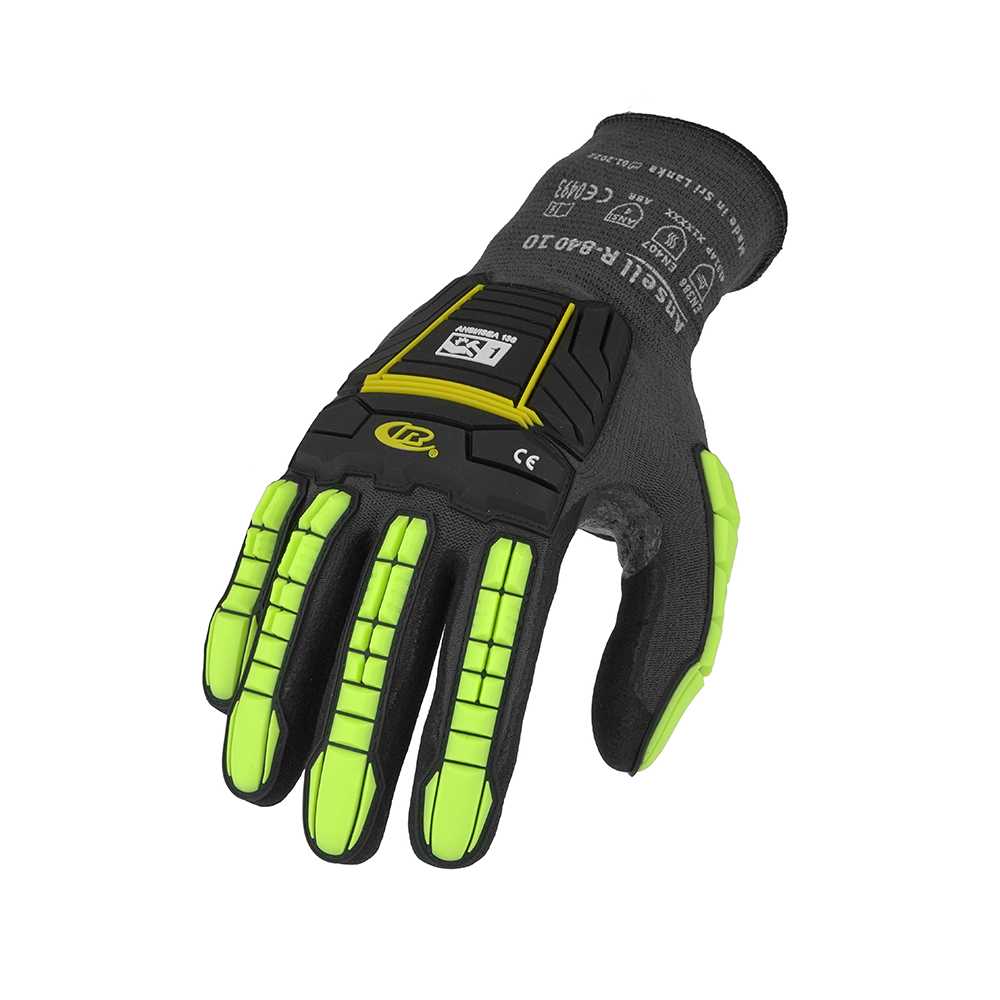 Ansell Ringers R-840 Nitrile-Coated Impact Protection Gloves – Low Profile, Strong Grip - M