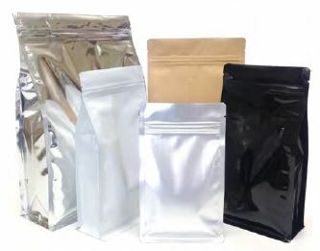 Flat Bottom with Zipper Food Pouch 500g White Shiny 150x80x255mm Carton 500