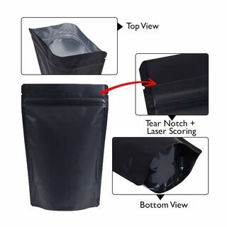 Stand Up Pouch 1kg Black both sides Matt with Zip no Valve 235w x 345h x (60 + 60)g